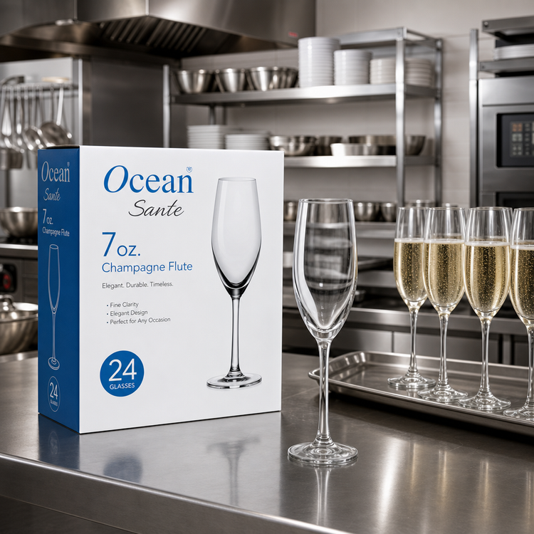 Product image #2 for Ocean Sante 7 oz Clear Stemmed Champagne Flute Glass, 24/Case