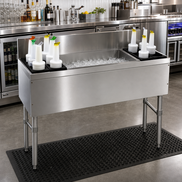 Product image #2 for Advance Tabco Prestige Supreme 54-Inch Stainless Steel Bar Ice Chest with Dual Bottle Wells, 85 lb Capacity