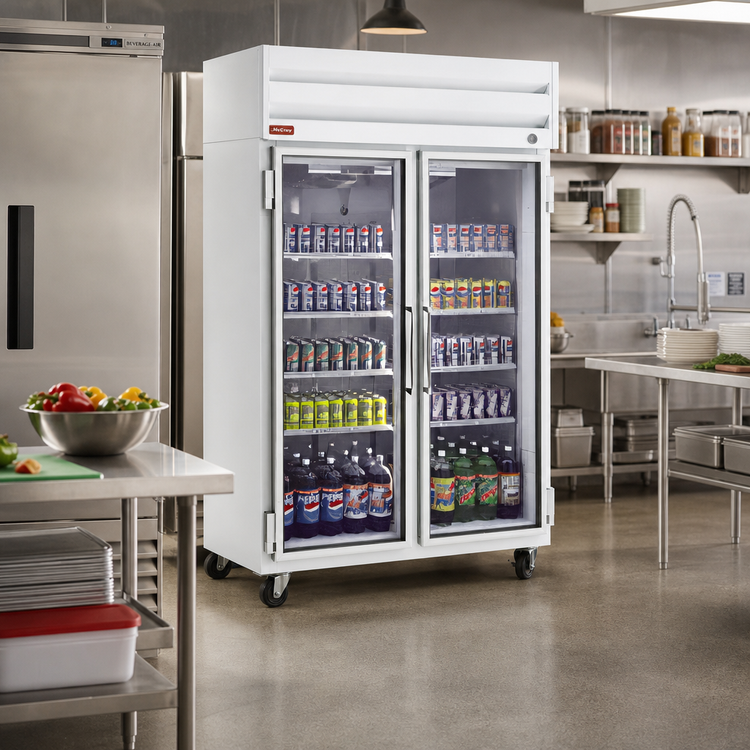 Product image #2 for Howard-McCray One-Section Glass Door Refrigerator Merchandiser, 22 Cu. Ft., Top Mount, White