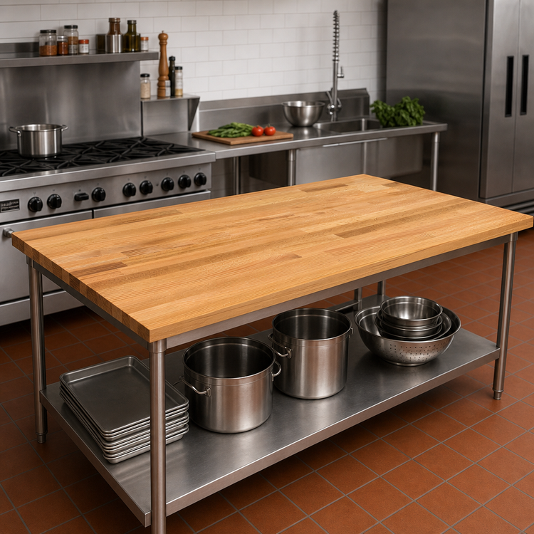 Product image #2 for John Boos Appalachian Blended Edge Grain Red Oak Island Countertop, 60 x 38 x 1-1/2 Inches, Varnique Finish
