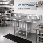 Thumbnail image #2 for Eagle Group Spec-Master FN2448-2-36R-14/3 Two-Compartment Stainless Steel Sink, 24 x 24 x 14-Inch Bowls, Right-Hand 36-Inch Drainboard