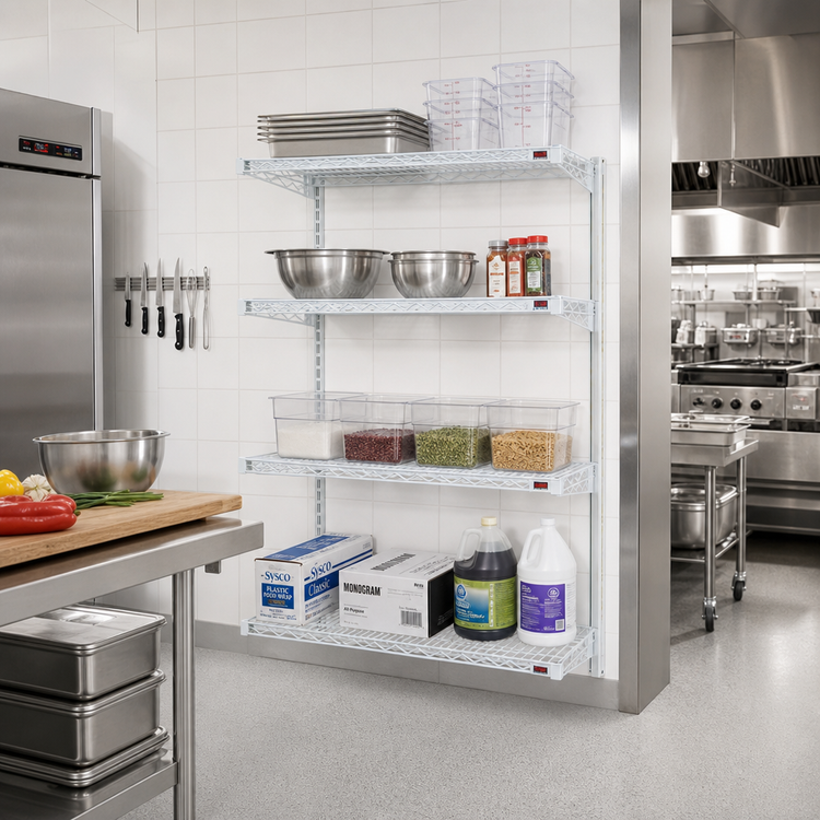 Product image #2 for EagleGard 4-Tier Add-On Wire Shelving Unit, 30W x 18D x 74H, Hybrid Epoxy Finish