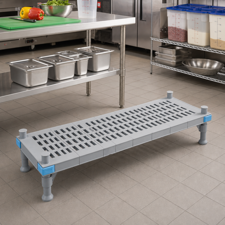 Product image #2 for Millenia Vented Top Polymer Dunnage Rack, 60 x 18 x 14 Inches, Gray