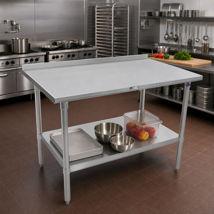 Product image #2 for John Boos Stallion 72" x 30" Stainless Steel Work Table with Rear Upturn and Adjustable Undershelf