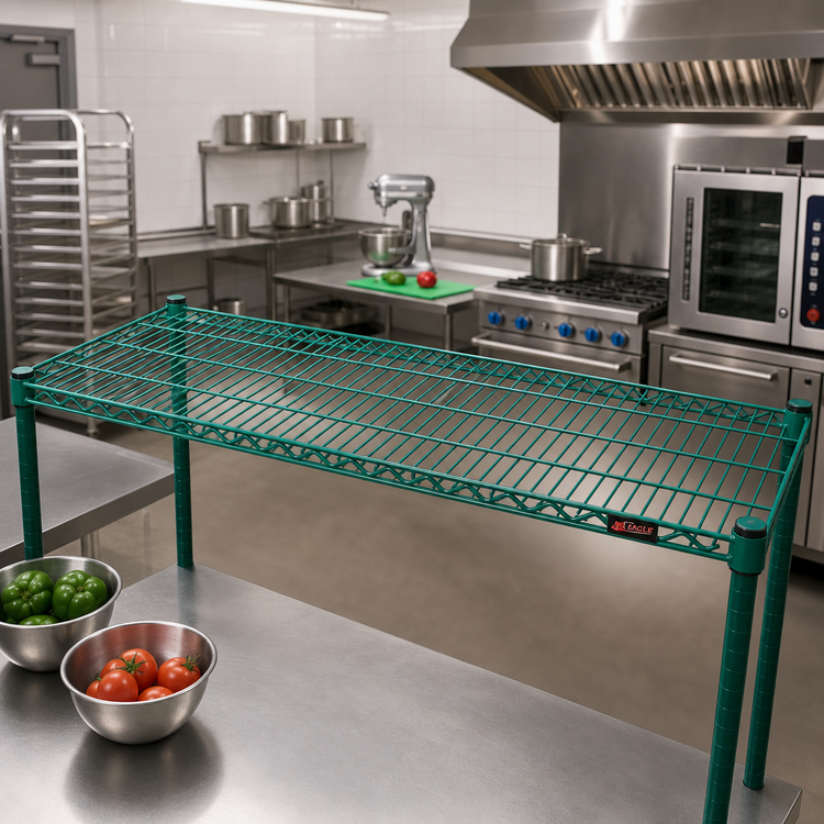 Product image #2 for EagleGard 72 Inch x 24 Inch Wire Shelf, QuadTruss, Blue Green Hybrid Epoxy, 600 lb Capacity