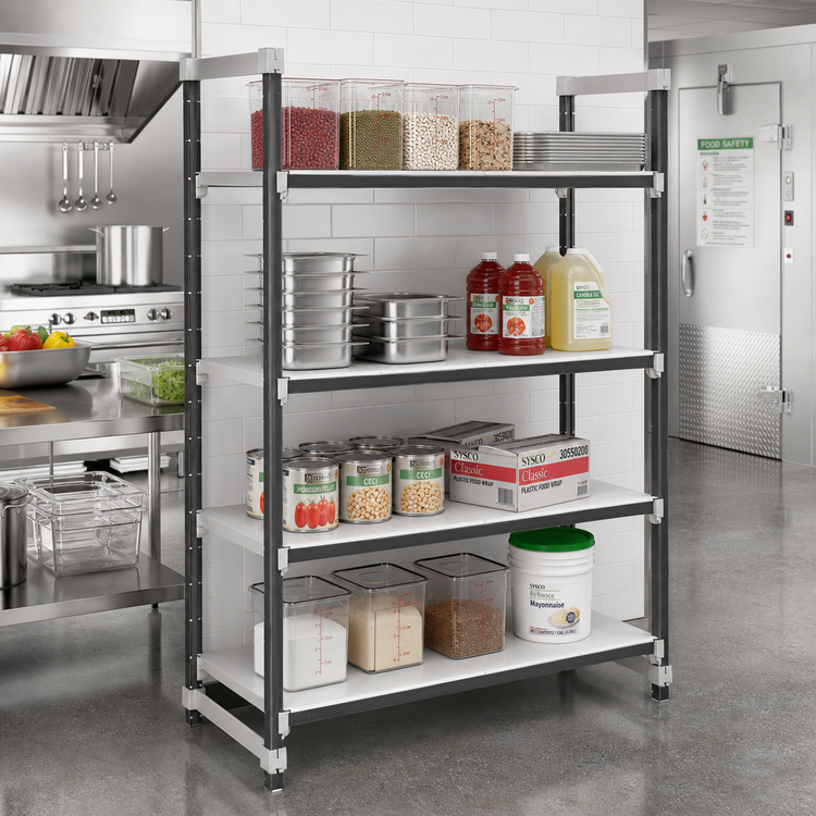 Product image #2 for Cambro Camshelving® Elements XTRA 4-Shelf Solid Stationary Starter Unit, 21 x 72 x 72 Inches, Speckled Gray