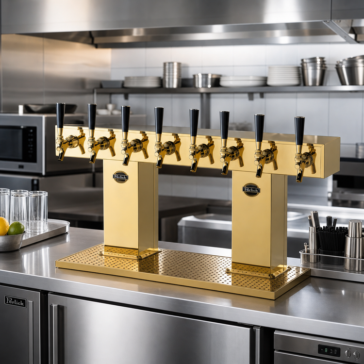 Product image #2 for Perlick 4006-16BTF2 Extra-High 16-Faucet Countertop Glycol-Cooled Bridge Tee Draft Beer Tower, Tarnish-Free Brass