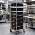 Thumbnail image #2 for Mobile Conductive Bin Cart with 7 Dividable Grid Containers, 21 x 24 x 69 Inch, Chrome Plated Finish
