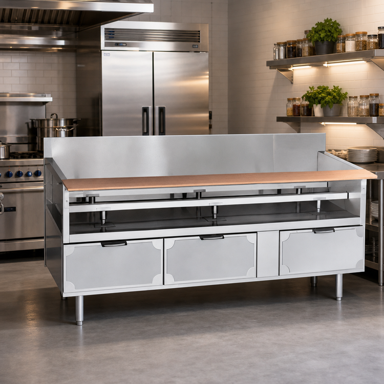 Product image #2 for La Rosa 4-Drawer Refrigerated Equipment Stand, Remote Refrigeration, 102-Inch x 26-Inch