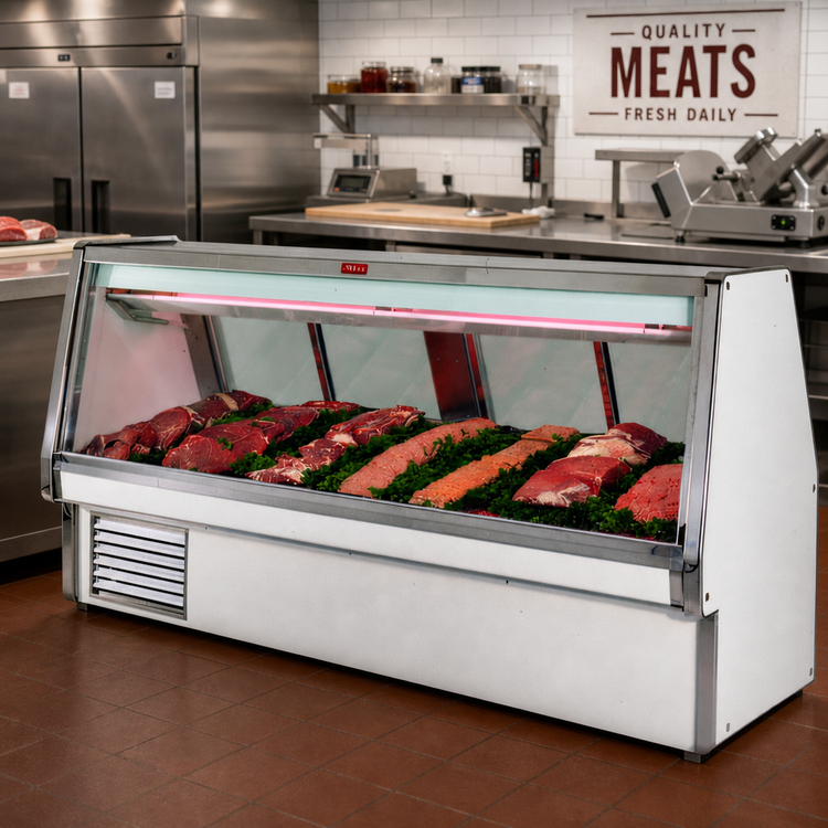 Product image #2 for Howard-McCray 34E Series Red Meat Service Case, 100-1/2-Inch Wide, Self-Contained Refrigeration, Straight Glass