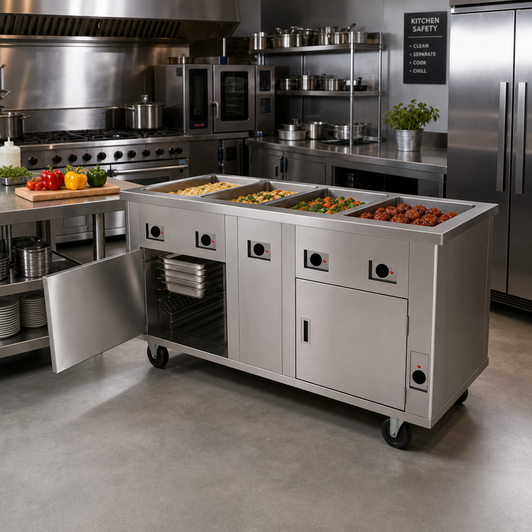 Product image #2 for DineXpress DXP3HFHIB 3-Well Electric Hot Food Serving Counter with Heated Base