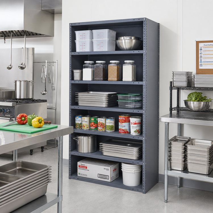 Product image #2 for Quantum IRONMAN 7-Shelf Closed-Style Steel Shelving Unit, 22-Gauge, 12 x 36 x 75 Inches