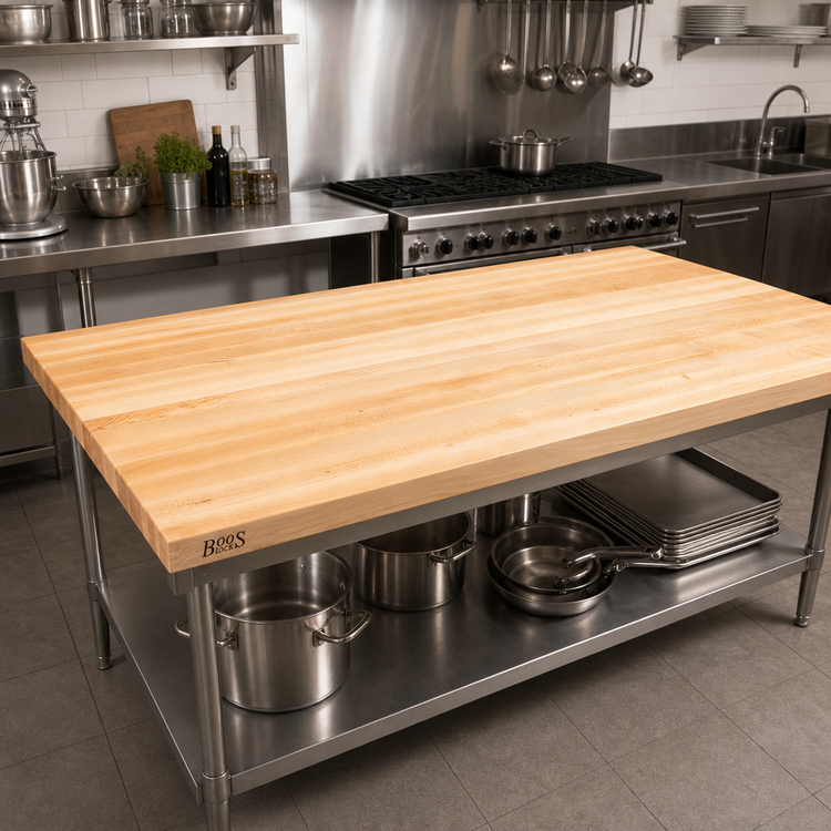 Product image #2 for John Boos Boos Block 60 Inch x 30 Inch x 1-1/2 Inch Edge Grain Maple Kitchen Countertop, Varnique Finish
