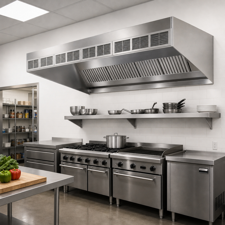 Product image #2 for SpecAIR HESFA96-126 Wall Type Front Discharge Make-Up Air Exhaust Hood, 126"W