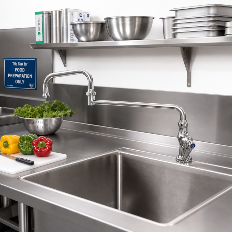 Product image #2 for T&S Brass B-0255 Single Pantry Deck-Mount Faucet with 18-Inch Double-Joint Swing Nozzle