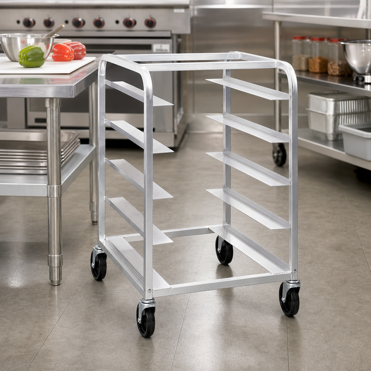 Product image #3 for Channel Manufacturing Aluminum Single-Section Oval Tray Rack Cart, 5-Tray Capacity, 36 Inches High