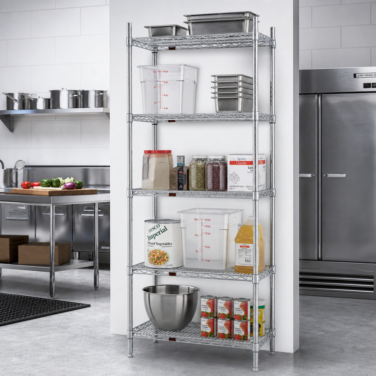 Product image #2 for EAGLEbrite 5-Tier Stationary Wire Shelving Starter Unit, 36 x 24 x 74 Inches, Zinc Finish