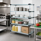 Thumbnail image #2 for Quantum WR86-2460SG Solid Shelving Starter Unit, 60"W x 24"D x 86"H, 4-Shelf Stationary, Galvanized Steel with Chrome Posts
