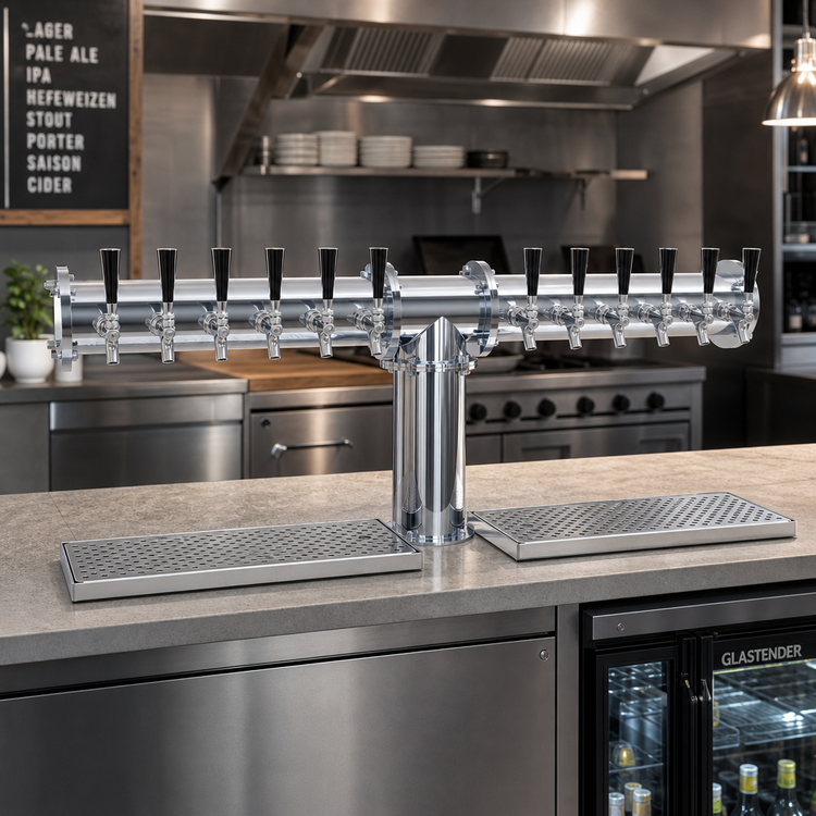 Product image #2 for Glastender 12-Faucet Countertop Air-Cooled Pipe Tee Draft Dispensing Tower