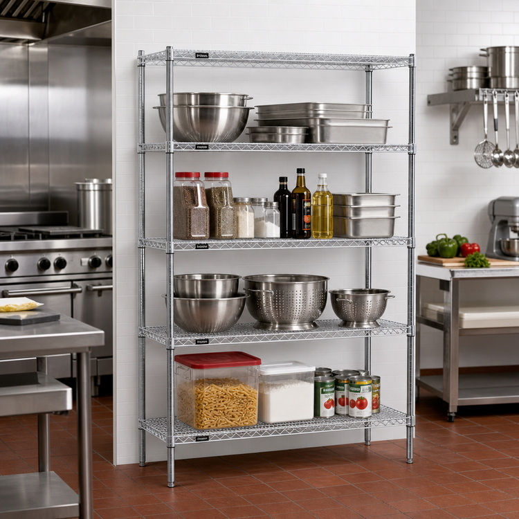 Product image #2 for Red-i-Pak 4-Tier Stationary Wire Shelving Unit, 48 x 18 x 63 Inches, EAGLEbrite Zinc Finish