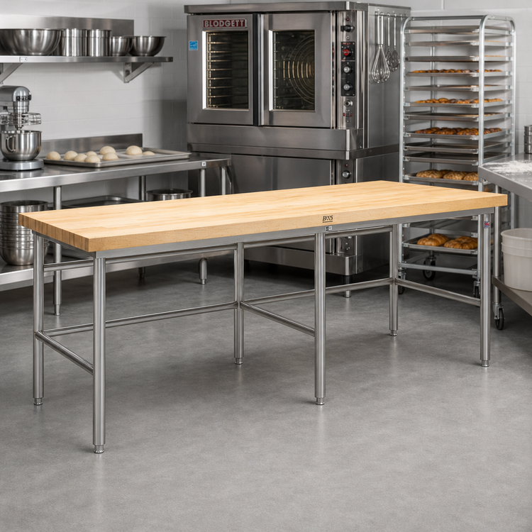 Product image #2 for John Boos Stainless Steel Baker's Table Frame for 96"W x 36"D Top