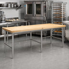 Thumbnail image #2 for John Boos SBS-S13 Stainless Steel Baker's Table Frame for 96"W x 36"D Top with Bin Stops and Guides