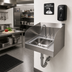 Thumbnail image #3 for BK Resources Wall-Mount Hand Sink with 14-Inch x 10-Inch x 5-Inch Bowl, 1-Hole Deck, Dual Side Splashes, 304 Stainless Steel