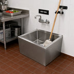 Thumbnail image #2 for John Boos PBMS2016-12 Floor-Mounted Stainless Steel Mop Sink, 1 Compartment, 20 x 16 x 12 Inches, 3-1/2-Inch Drain