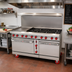 Thumbnail image #2 for American Range 60-Inch Green Flame Gas Range with 24-Inch Manual Griddle, 6 Open Burners, Convection Oven Left, and Space Saver Oven Right