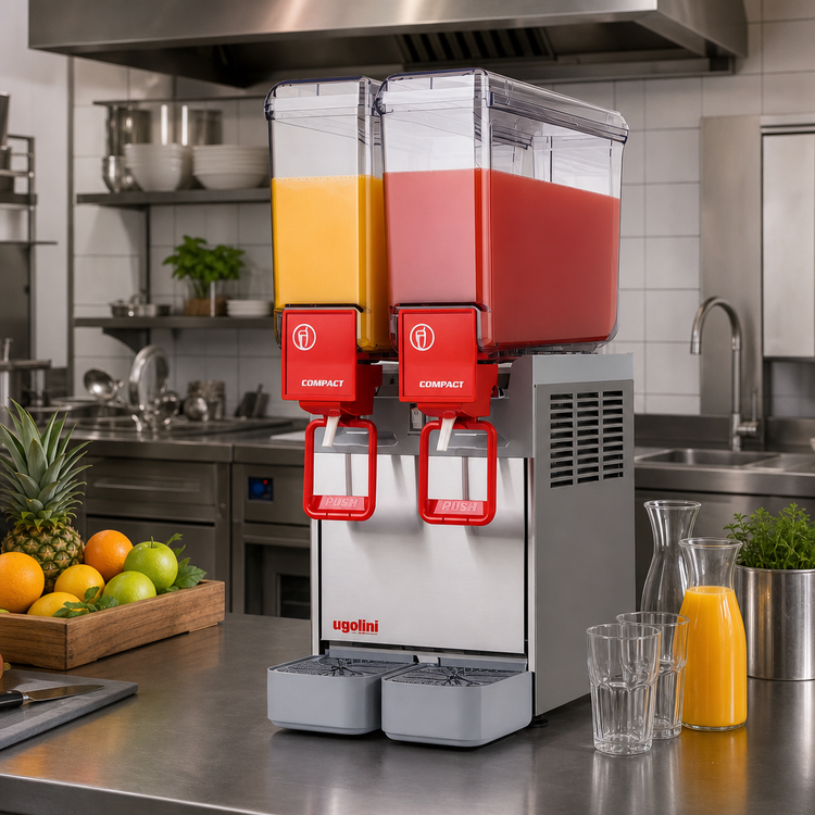 Product image #2 for Trento Ugolini Arctic Compact Electric Countertop Juice Dispenser with Magnetic Submerged Pump, 2 x 8-Liter Bowls, 115V