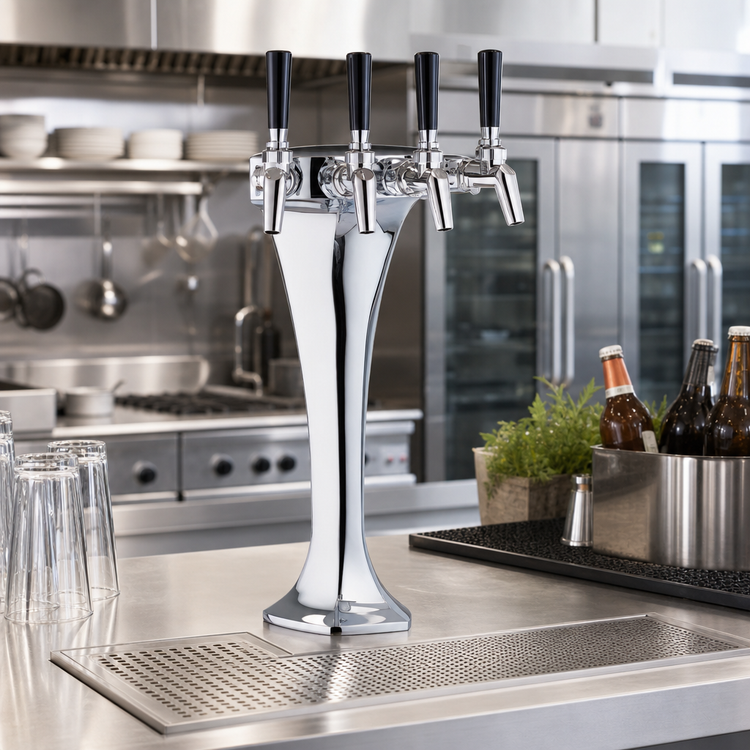 Product image #2 for Perlick Cobra Glycol-Cooled 4-Faucet Countertop Draft Beer Tower, Polished Chrome