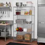 Thumbnail image #2 for Metro Super Erecta 5N527BR 5-Shelf Wire Shelving Starter Unit, 30W x 24D x 74H, 4-Post, Brite Finish