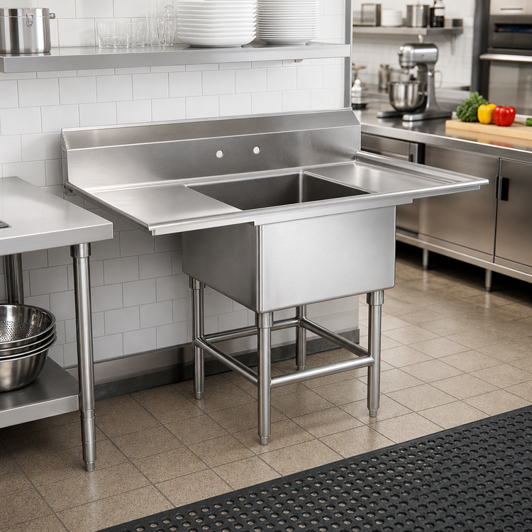 Product image #2 for Spec-Master 1-Compartment Stainless Steel Sink with Left Drainboard, 18 x 20 x 14 Bowl