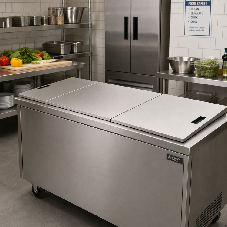 Product image #2 for Advance Tabco HC-4 Hinged Stainless Steel Cover for 4-Well Cold Food Tables