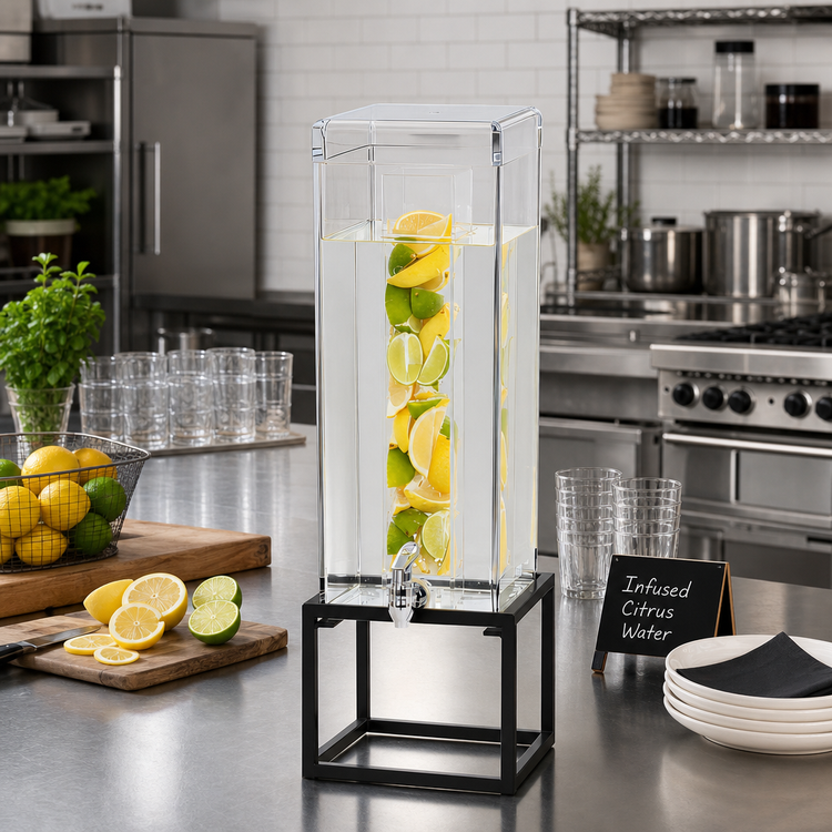 Product image #2 for Cal-Mil Milo Square 3 Gallon Infusion Beverage Dispenser with Clear Polycarbonate Chamber, Black