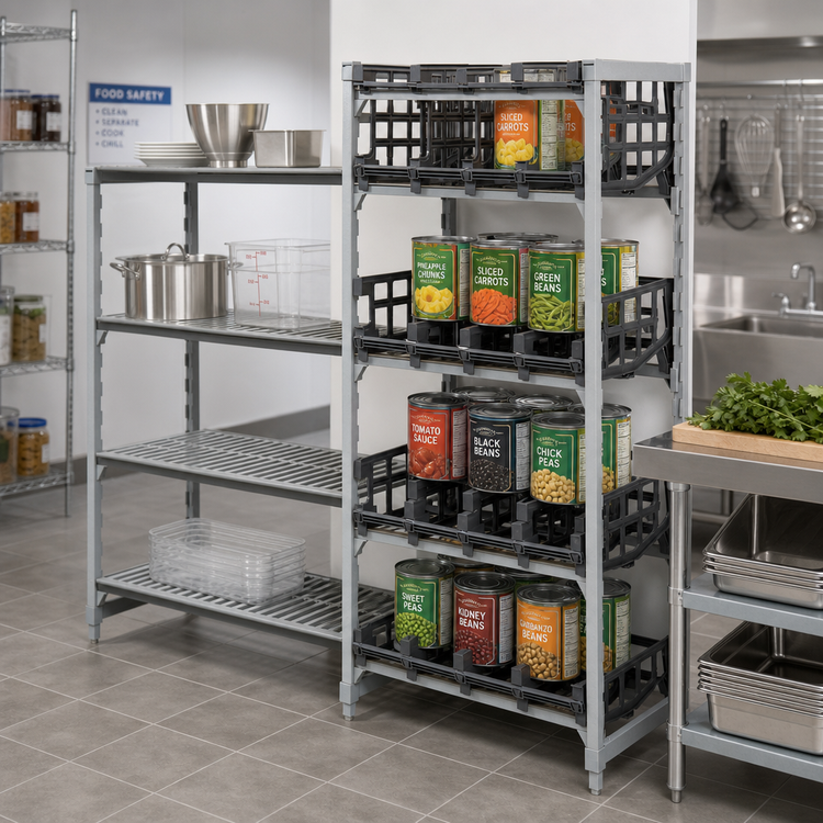 Product image #3 for Cambro Camshelving Premium Ultimate #10 Can Rack Stationary Add-On Unit, 24W x 36L x 72H, Speckled Gray