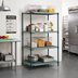 Thumbnail image #2 for Quantum 4-Tier Stationary Wire Plastic Mat Shelving Unit, 54W x 18D x 63H, Green Epoxy