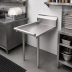 Thumbnail image #2 for Klinger's Trading CDT36L Straight Clean Dish Table, 36 x 30 Inches, Right-to-Left, 16-Gauge 304 Stainless Steel, 9-Inch Backsplash