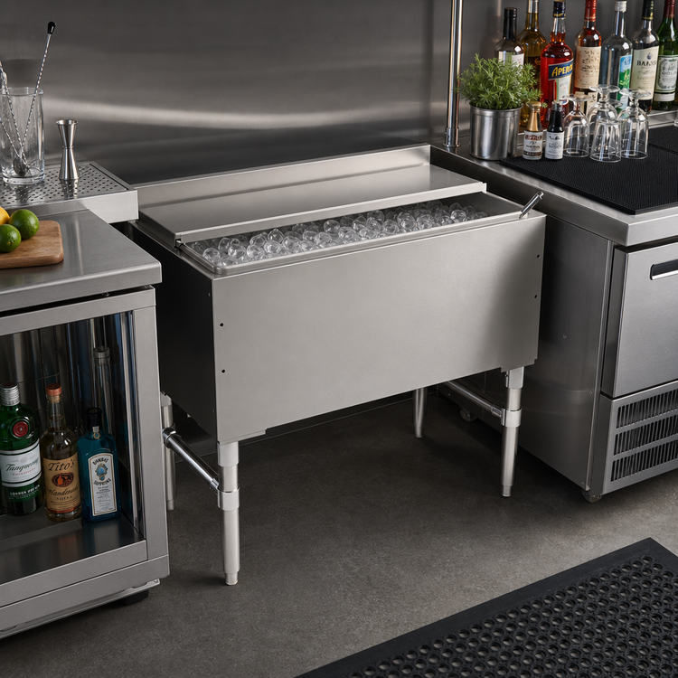 Product image #2 for John Boos Slim-Line 36-Inch Underbar Ice Bin/Cocktail Unit with 10-Circuit Cold Plate