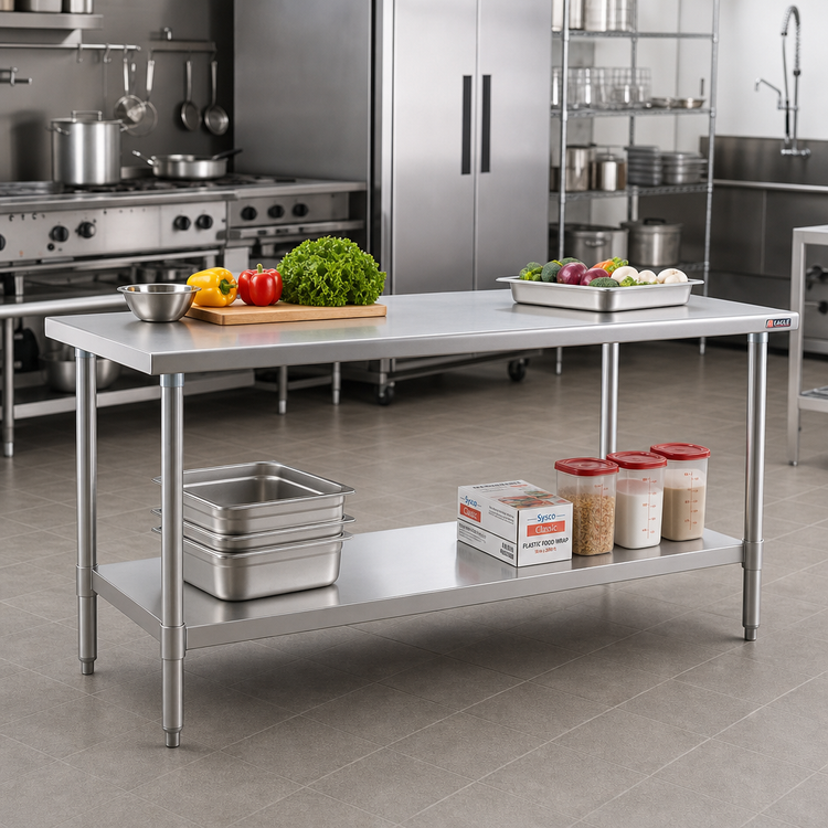 Product image #2 for Eagle Group Budget Series 60-Inch x 30-Inch Stainless Steel Work Table with Adjustable Undershelf