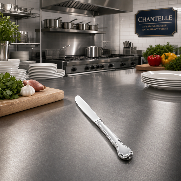 Product image #3 for Chantelle 9-5/16-Inch Dinner Knife, 18/8 Stainless Steel, Solid Handle, Extra Heavy Weight, Mirror Finish