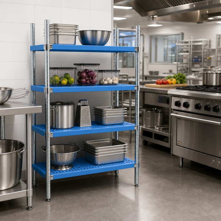 Product image #2 for QuadPlus 72 x 24 Inch Solid Blue Polymer Shelf Mat with Chrome QuadTruss Frame