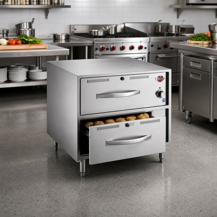 Product image #2 for Wells RW-2HD Heavy Duty Freestanding Two-Drawer Stainless Steel Warming Drawer Unit