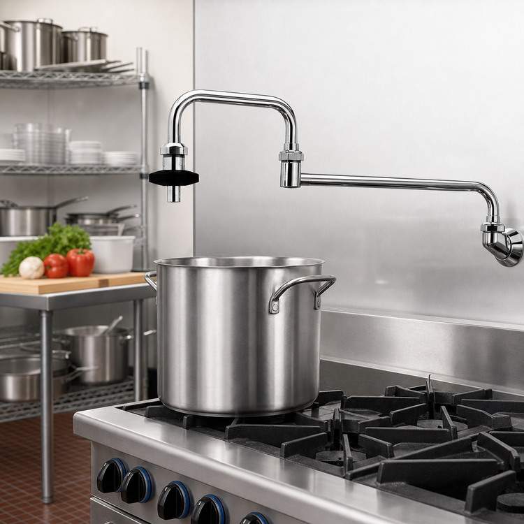 Product image #2 for T&S Brass B-0581 24-Inch Splash-Mounted Double-Jointed Pot Filler Faucet