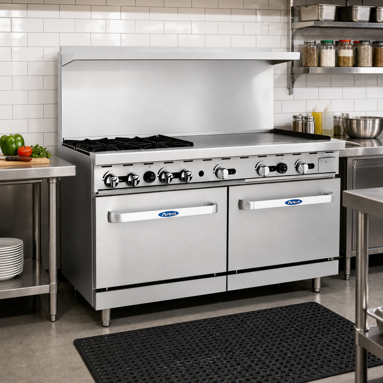 Product image #3 for CookRite AGR-4B36GR-NG 60-Inch Natural Gas Combination Range with 4 Open Burners, 36-Inch Right Griddle, and 2 Standard Ovens