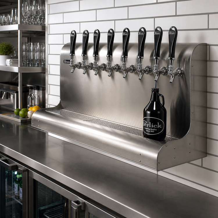 Product image #2 for Perlick Modular Wall-Mount Glycol-Cooled Draft Beer Dispensing Tower, 8 Faucets, Back Outlet