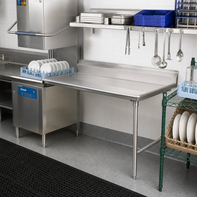Product image #2 for Eagle Group CDTL-60-16/3 Straight Clean Dishtable, 60 x 30 Inches, Right-to-Left, 16/304 Stainless Steel Top