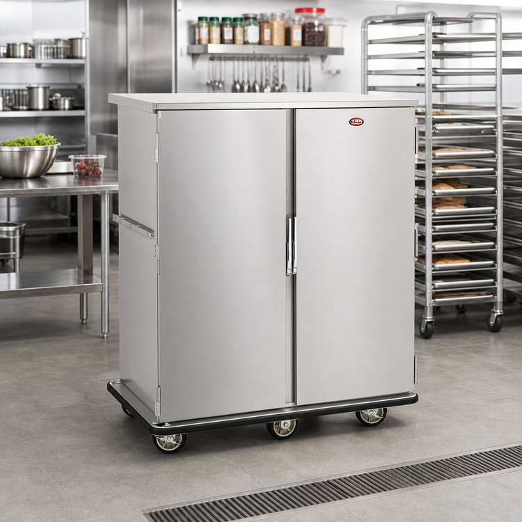 Product image #2 for Full-Height Non-Insulated Enclosed Transport Cabinet with 22 Universal Tray Slides, Stainless Steel, 2 Doors