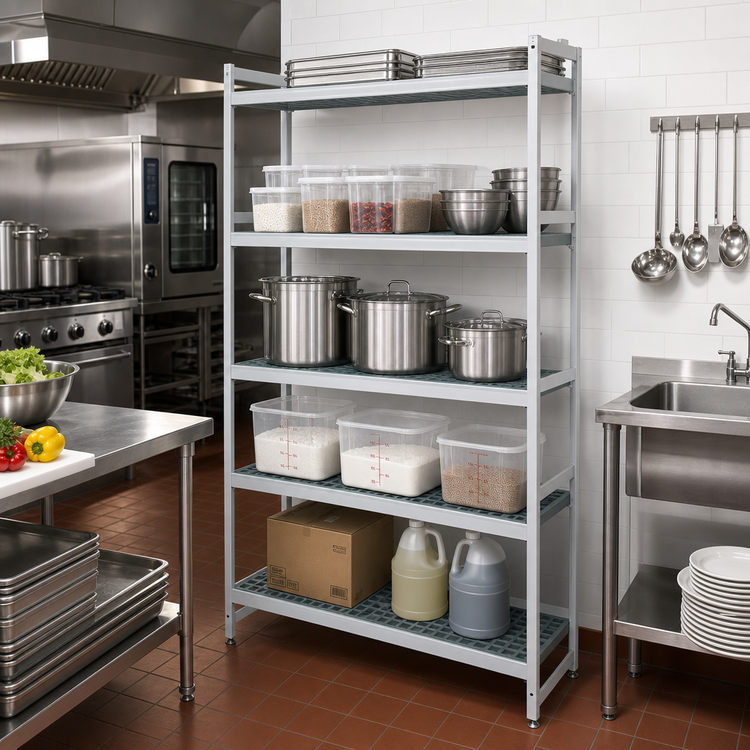 Product image #2 for Fermostock 5-Tier Starter Polymer Shelving Unit, 31W x 14D x 83H, Gray