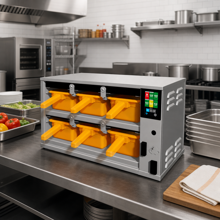 Product image #3 for ReadyFlex RFHU-23-4 Two-Compartment Three-Wide Hot Holding Cabinet, 4-Inch Deep Pans